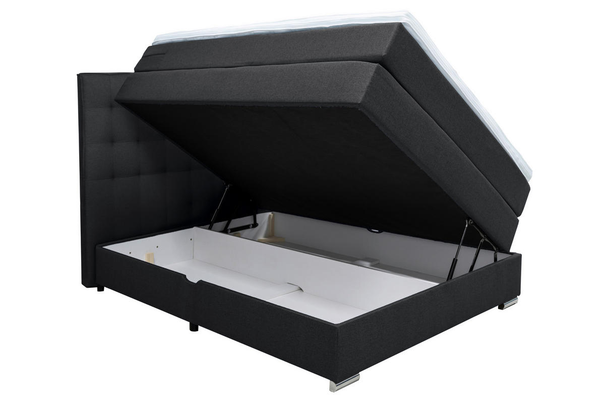 BOXSPRINGBETT 120/200 cm,  in Anthrazit,  - Chromfarben/Anthrazit, KONVENTIONELL, Kunststoff/Textil (120/200cm) - Boxxx