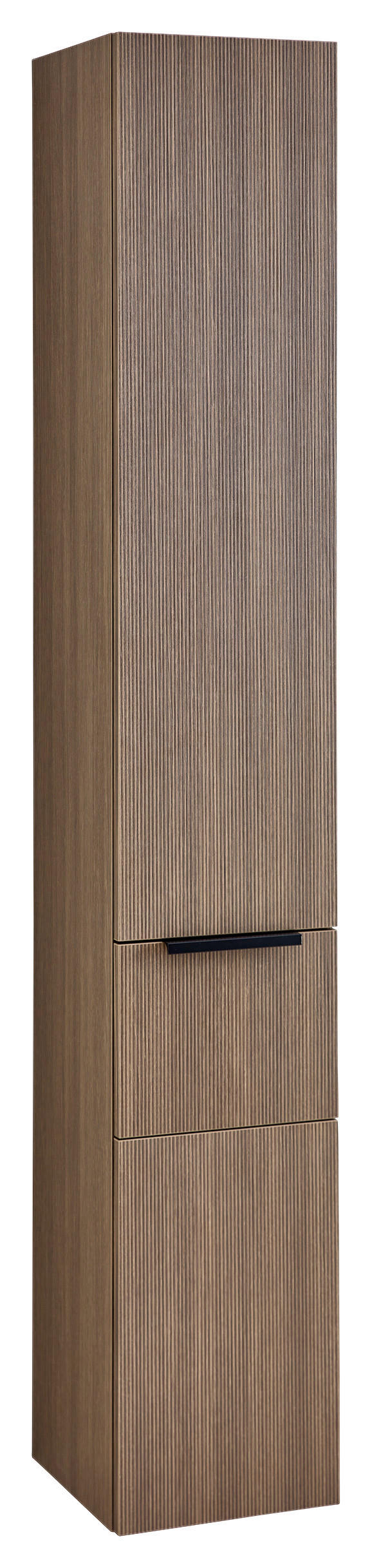 HOCHSCHRANK 30/184/33 cm  - Eiche dunkel/Schwarz, KONVENTIONELL, Glas/Holzwerkstoff (30/184/33cm) - Dieter Knoll