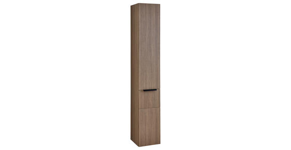 HOCHSCHRANK 30/184/33 cm  - Eiche dunkel/Schwarz, KONVENTIONELL, Glas/Holzwerkstoff (30/184/33cm) - Dieter Knoll