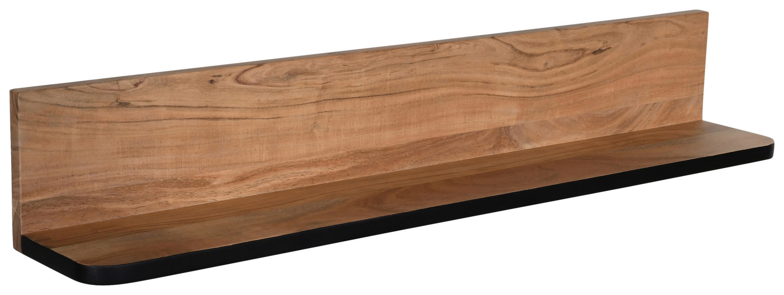 WANDBOARD Akazie massiv Schwarz, Akaziefarben  - Schwarz/Akaziefarben, Natur, Holz (120/20/20cm) - Carryhome