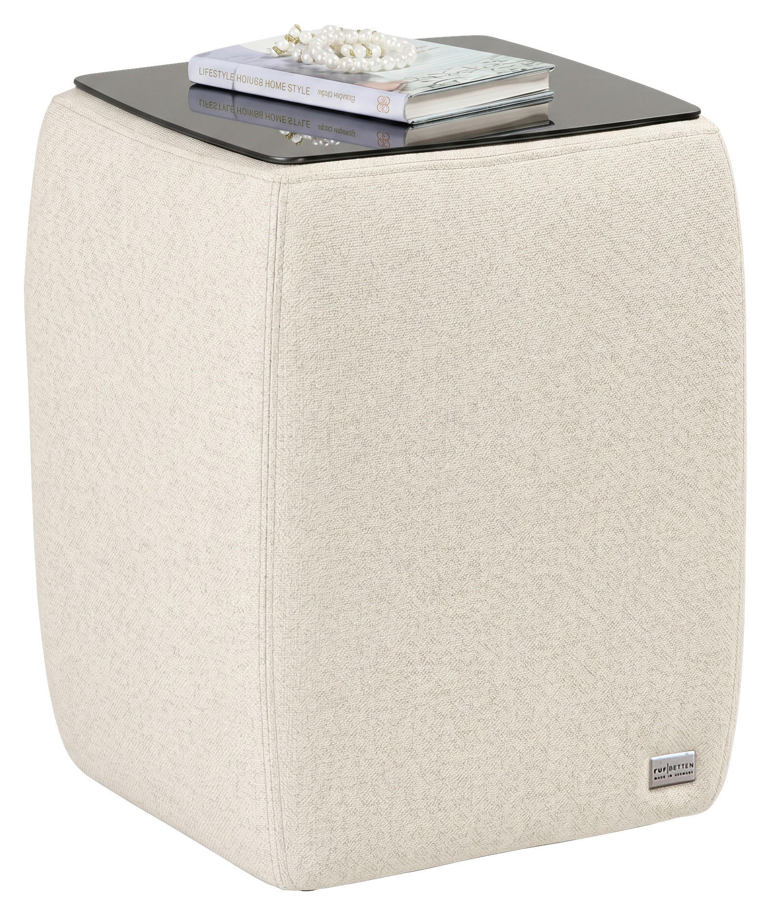 NACHTSCHRANK 38/50/38 cm  - Schwarz/Weiß, Basics, Glas/Textil (38/50/38cm) - RUF Betten