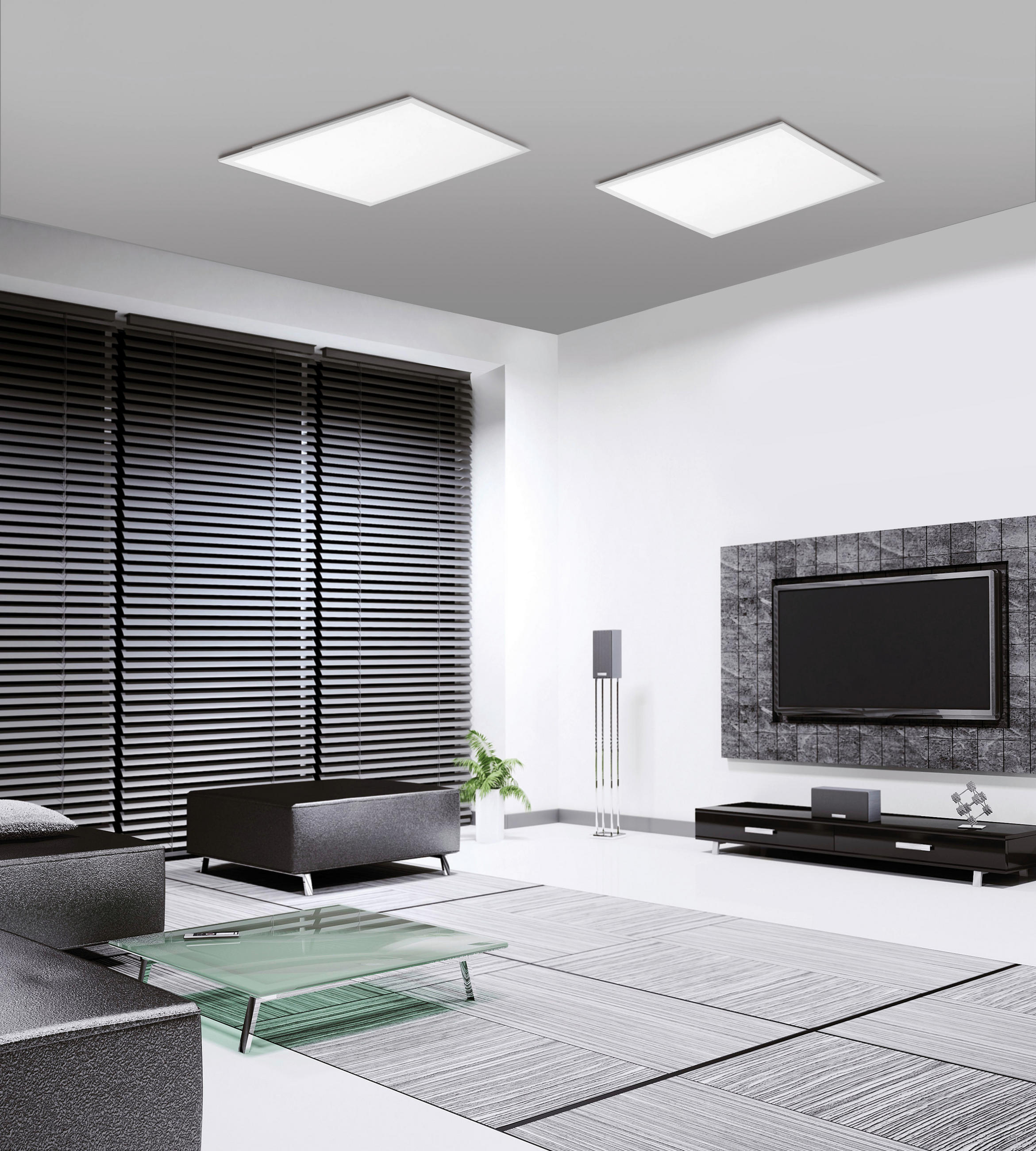 STROPNÉ LED SVIETIDLO, 45/45/4,4 cm - biela, Design, kov/plast (45/45/4,4cm)