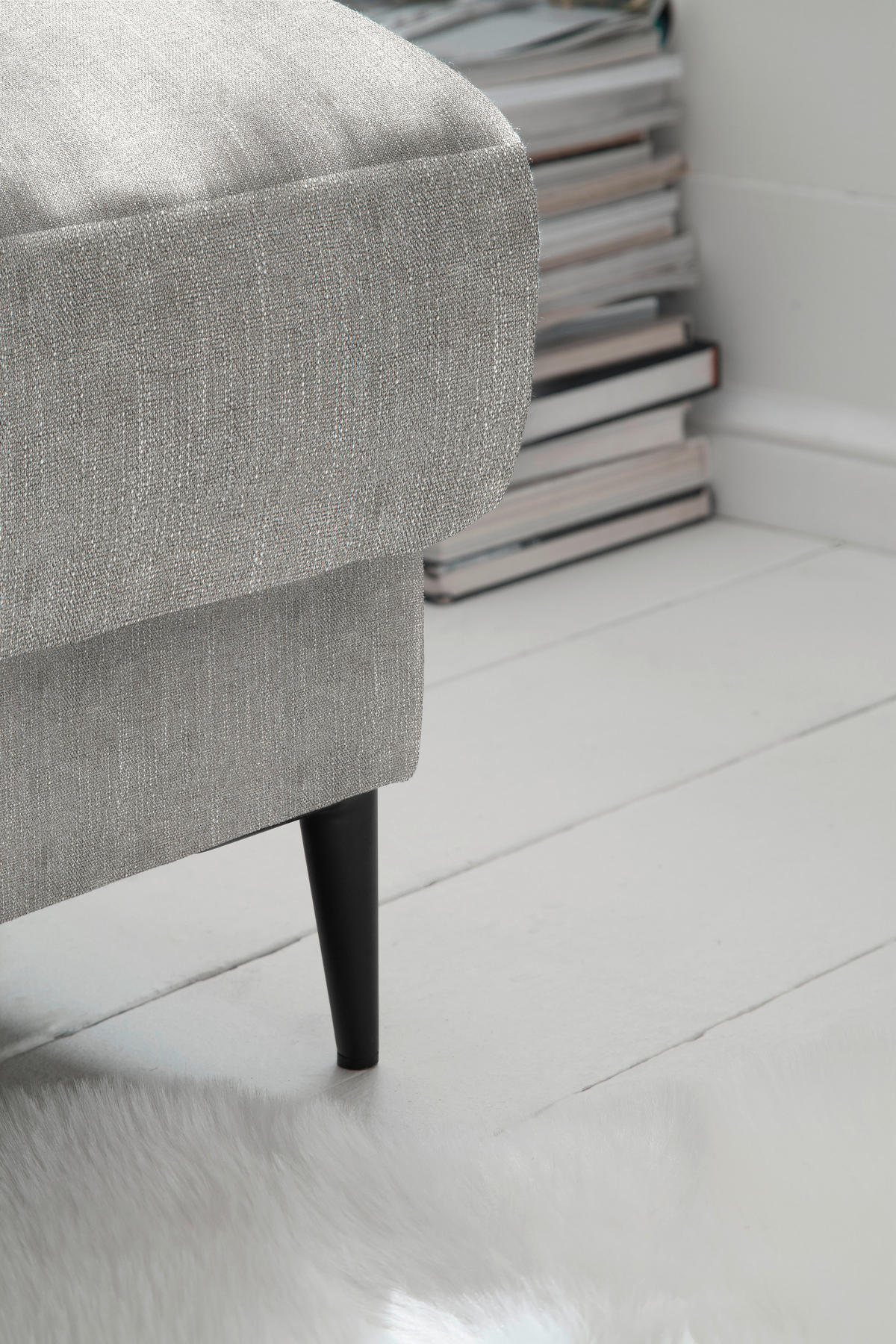ECKSOFA in Flachgewebe Hellgrau  - Hellgrau/Schwarz, Design, Textil/Metall (296/207cm) - Dieter Knoll