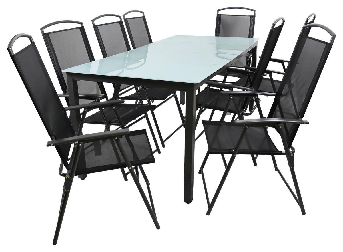 GARTENTISCHGRUPPE  - Anthrazit, Basics, Glas/Textil - Gardenson