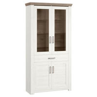 VITRINE in Weiß, Eichefarben  - Eichefarben/Weiß, Design, Glas/Holzwerkstoff (104,5/206,6/42,2cm) - SetOne by Musterring