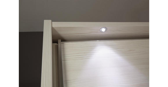 SCHWEBETÜRENSCHRANK in Eichefarben, Magnolie - Chromfarben/Eichefarben, KONVENTIONELL, Glas/Holzwerkstoff (300/236/68cm) - Voleo