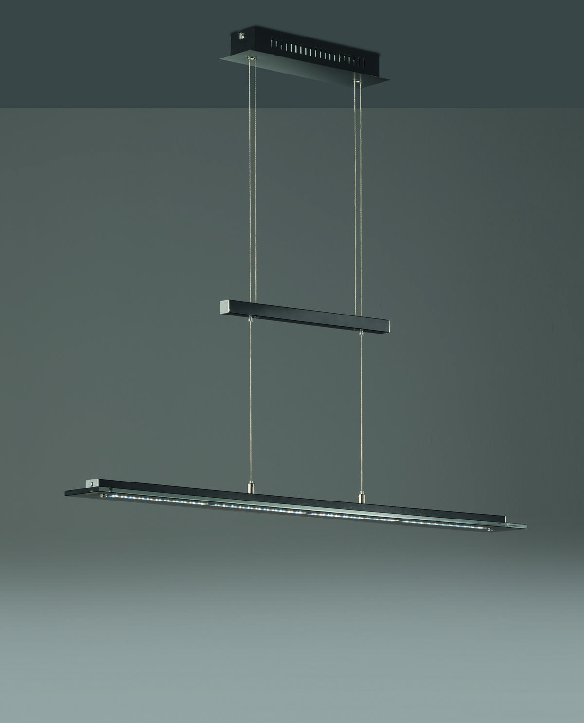 LED-HÄNGELEUCHTE 135/9/80-150 cm    - Chromfarben/Schwarz, Design, Glas/Metall (135/9/80-150cm) - Fischer & Honsel