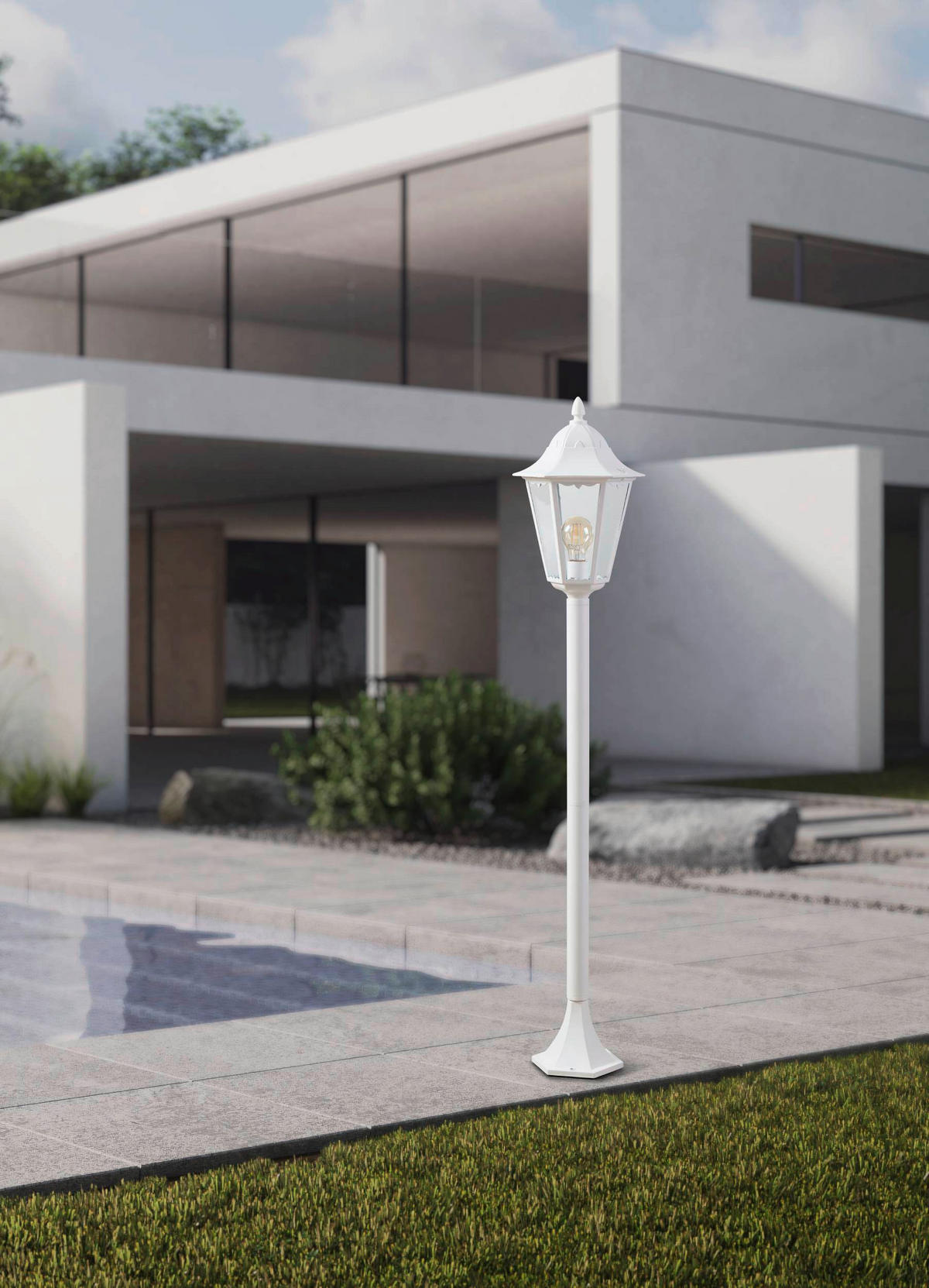 FELINAR CU PICIOR - alb, Basics, sticlă/metal (23/120cm)