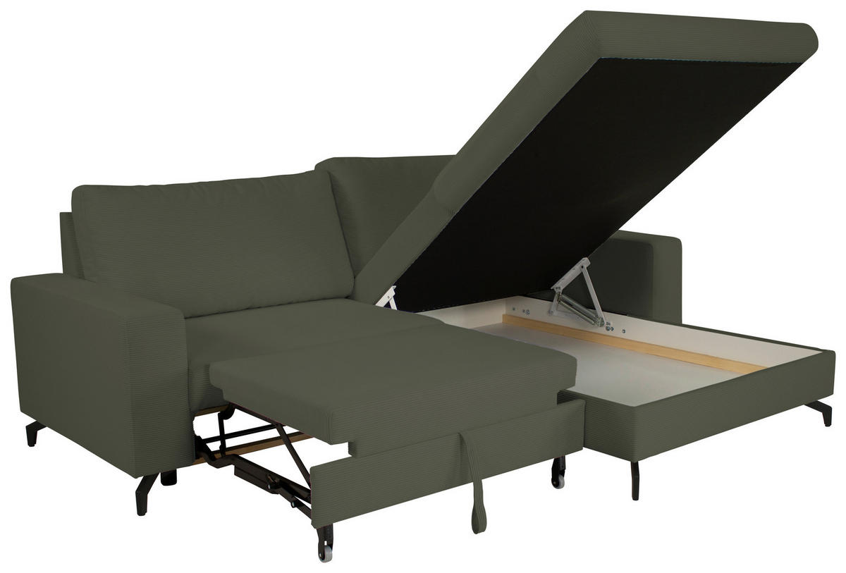 ECKSOFA CLARA Grün Rückenkissen, Bettkasten, Liegefläche im Originalstoff  - Grün, MODERN, Textil (240/177cm) - P & B