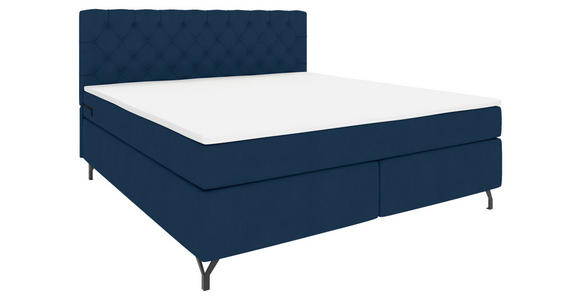 BOXSPRINGBETT 180/200 cm  in Dunkelblau  - Schwarz/Dunkelblau, KONVENTIONELL, Textil/Metall (180/200cm) - Carryhome