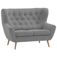 2-SITZER-SOFA Skagen Flachgewebe Grau  - Eichefarben/Grau, Design, Holz/Textil (137/101/95cm) - Stylife