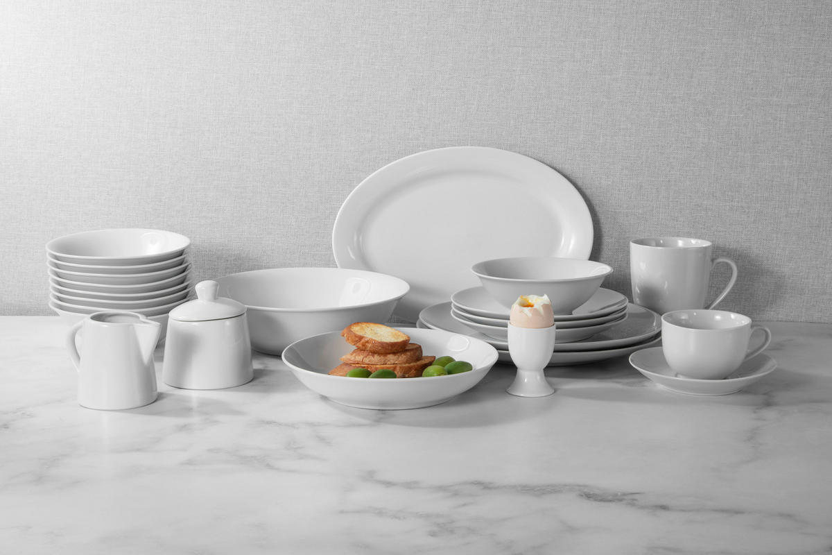 KOMBISERVICE Weiß 100-teilig 12 Personen  - Weiß, Basics, Keramik - Novel