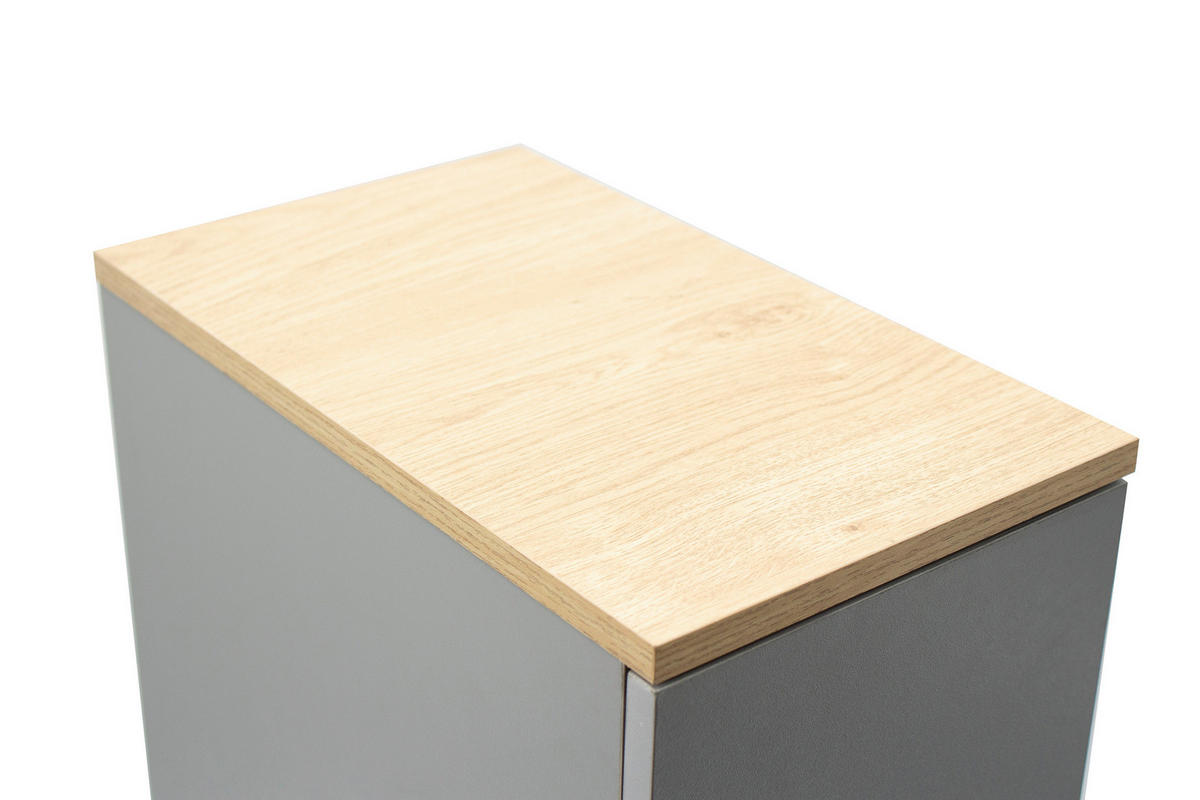 NACHTSCHRANK 19,6/60/33 cm, Grau, Eiche Artisan,  - Eiche Artisan/Grau, Basics, Holzwerkstoff (19,6/60/33cm) - Boxxx