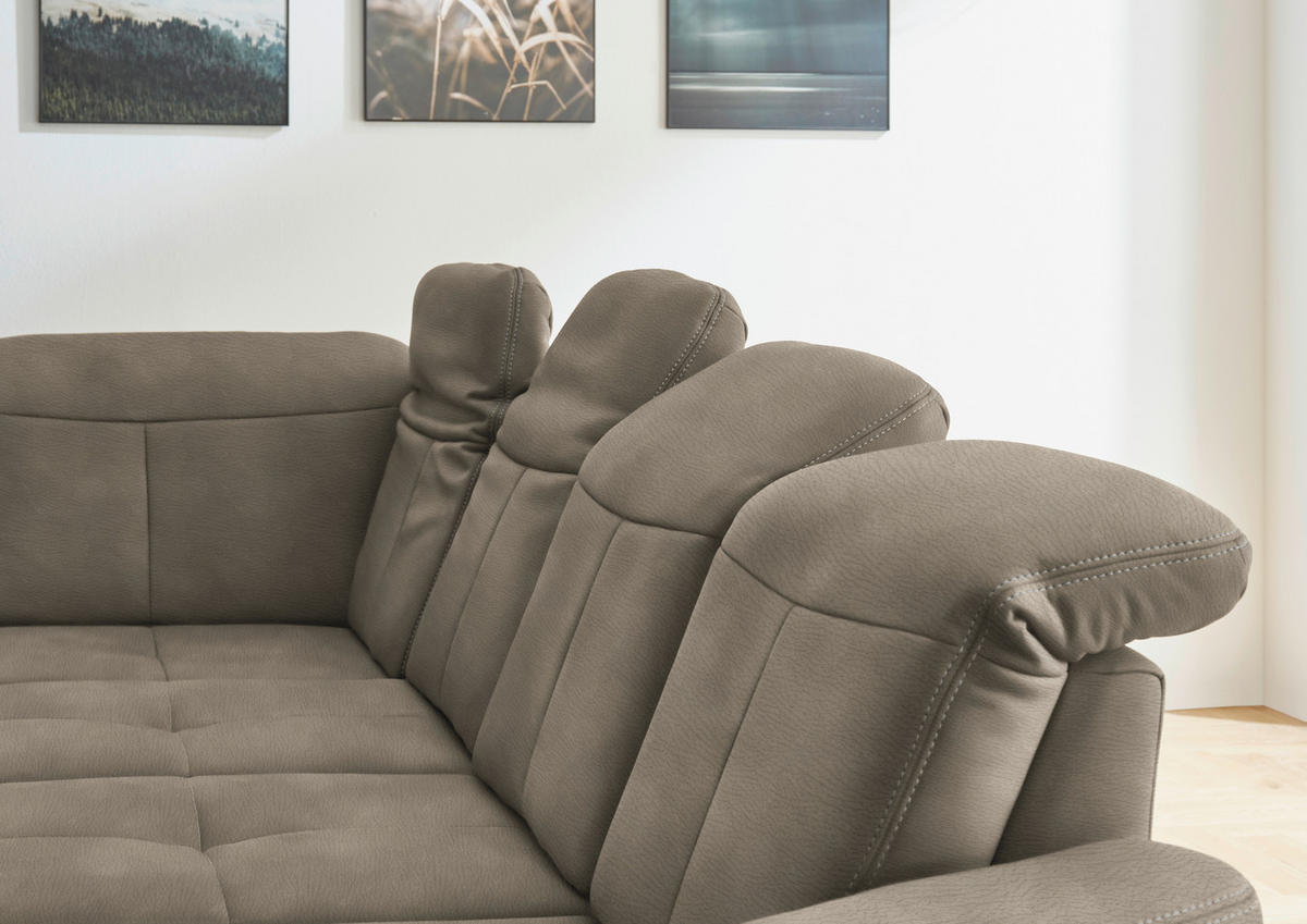 WOHNLANDSCHAFT in Mikrofaser Naturfarben  - Wildeiche/Beige, KONVENTIONELL, Holz/Textil (243/343/185cm) - Voleo