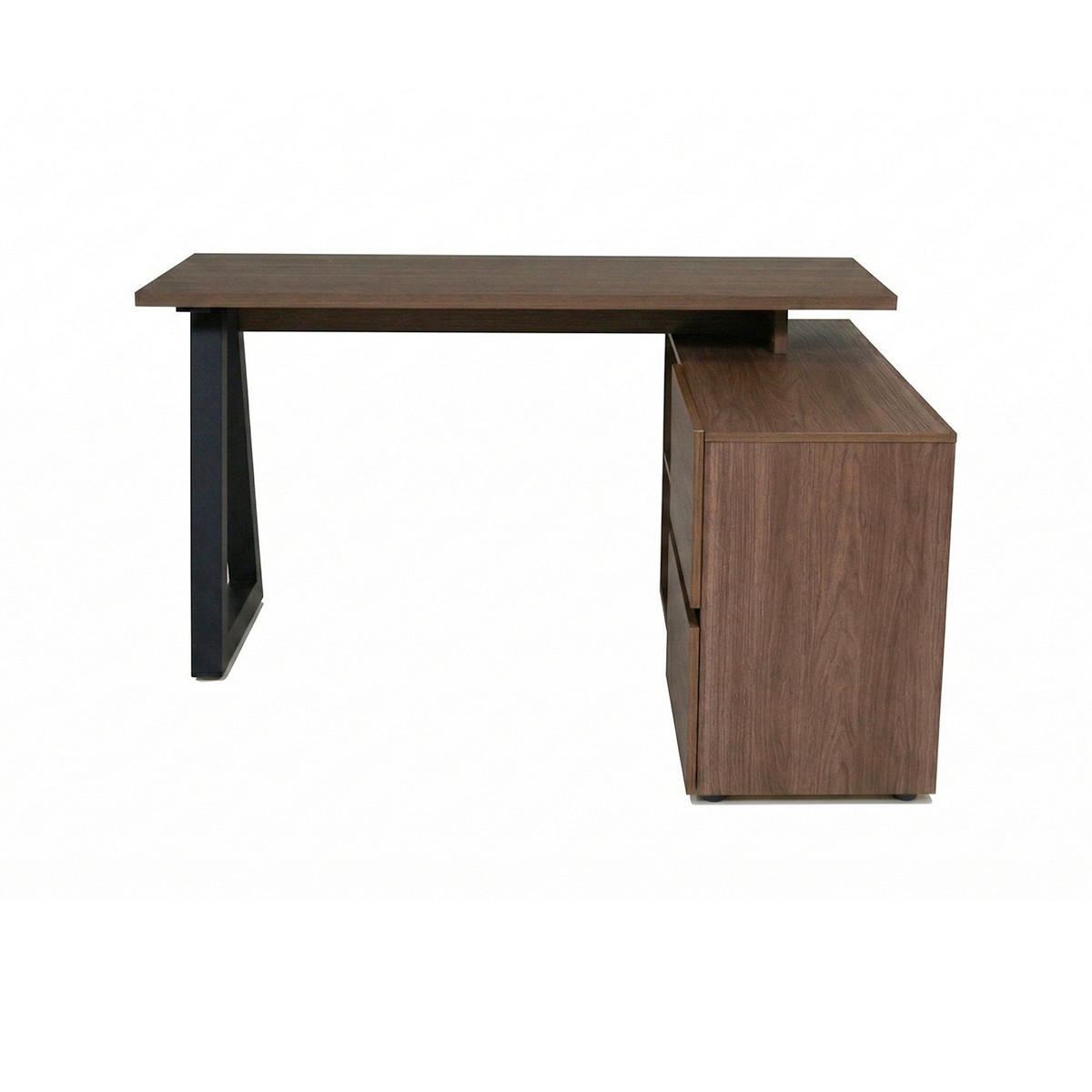 ECKSCHREIBTISCH 140/110/76 cm Schwarz, Walnussfarben Stauraum, seitenverkehrt montierbar  - Walnussfarben/Schwarz, Design, Holzwerkstoff (140/110/76cm) - MID.YOU