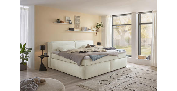 BOXSPRINGBETT 180/200 cm,  in Creme, Matratze, Topper, H3 + H4 = fest + sehr fest  - Creme/Schwarz, LIFESTYLE, Kunststoff/Textil (180/200cm) - Esposa