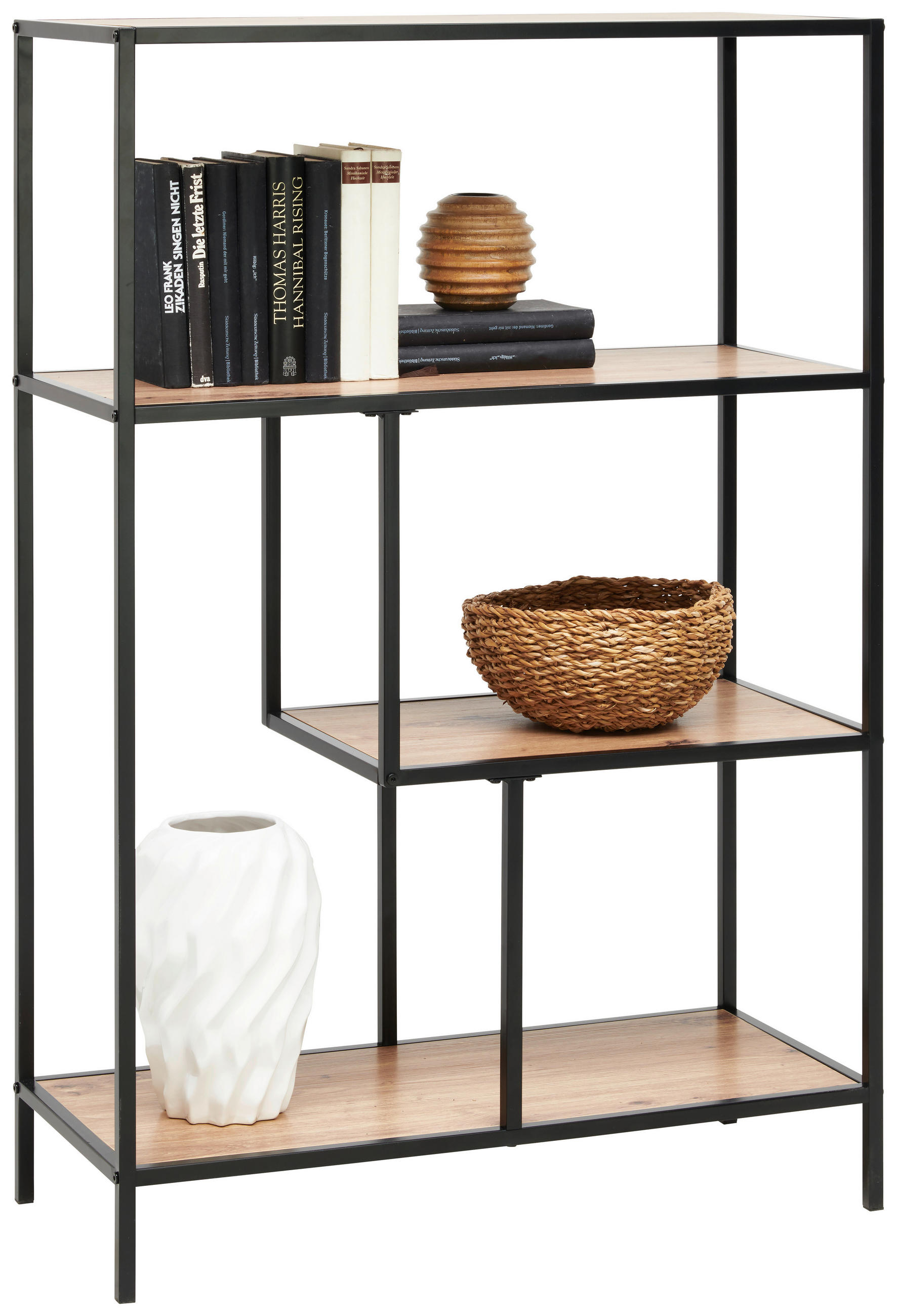 REGAL Schwarz, Eichefarben  - Eichefarben/Schwarz, Trend, Holzwerkstoff/Metall (77/115/33cm) - Xora