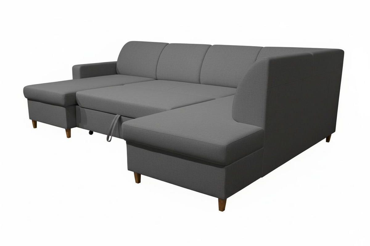 WOHNLANDSCHAFT NIKAS Grau Bouclé  - Buchefarben/Grau, Design, Holz/Textil (310/160/145cm) - MID.YOU