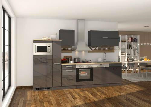 KÜCHENBLOCK 310 cm in Anthrazit - Eichefarben/Anthrazit, MODERN, Holzwerkstoff (310cm) - Held