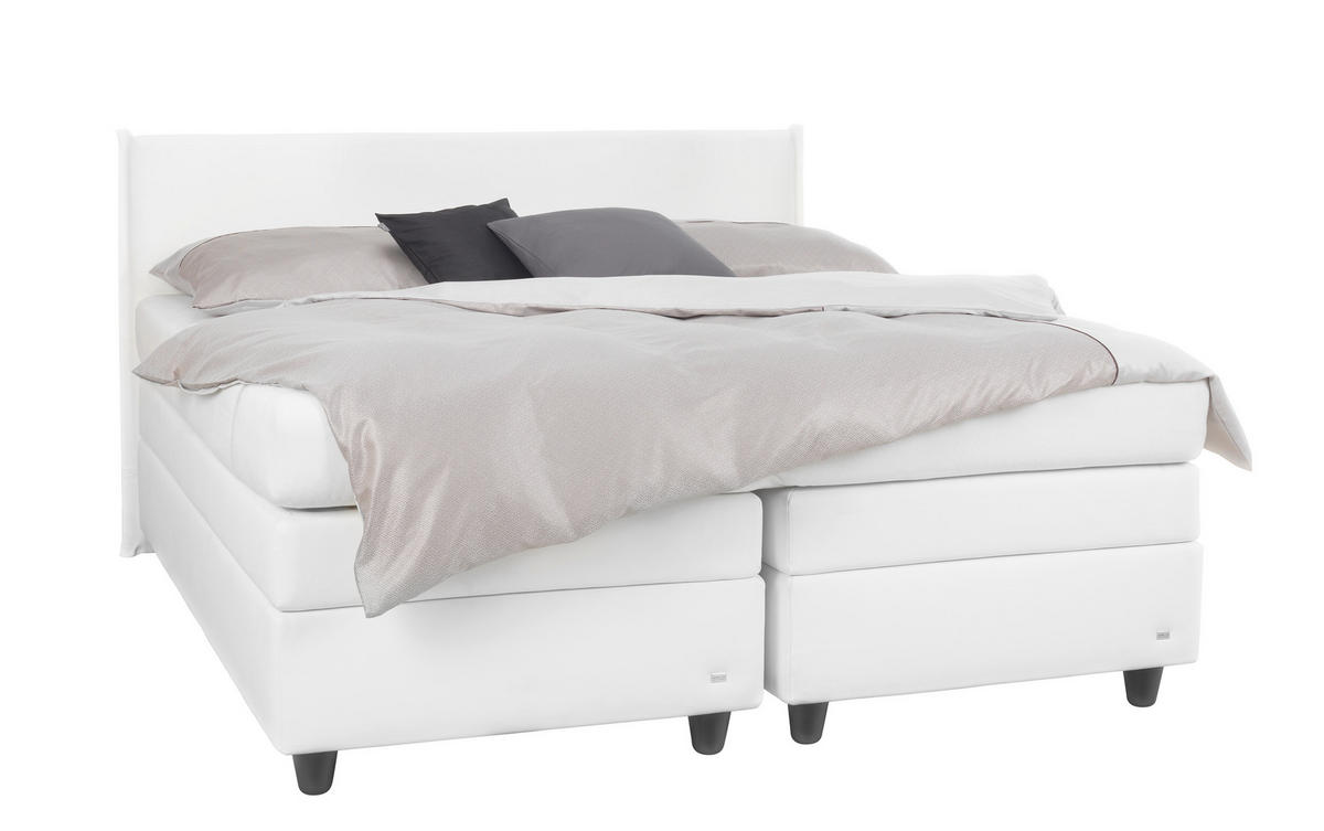 BOXSPRINGBETT 160/200 cm,  in Weiß, Matratze, gepolstertes Kopfteil, H3 + H3 = fest  - Schwarz/Weiß, KONVENTIONELL, Kunststoff/Textil (160/200cm) - RUF Betten