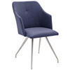 STUHL  in Edelstahl Lederlook Metall, Textil  - Edelstahlfarben/Dunkelblau, Design, Textil/Metall (54/88/62cm) - Novel