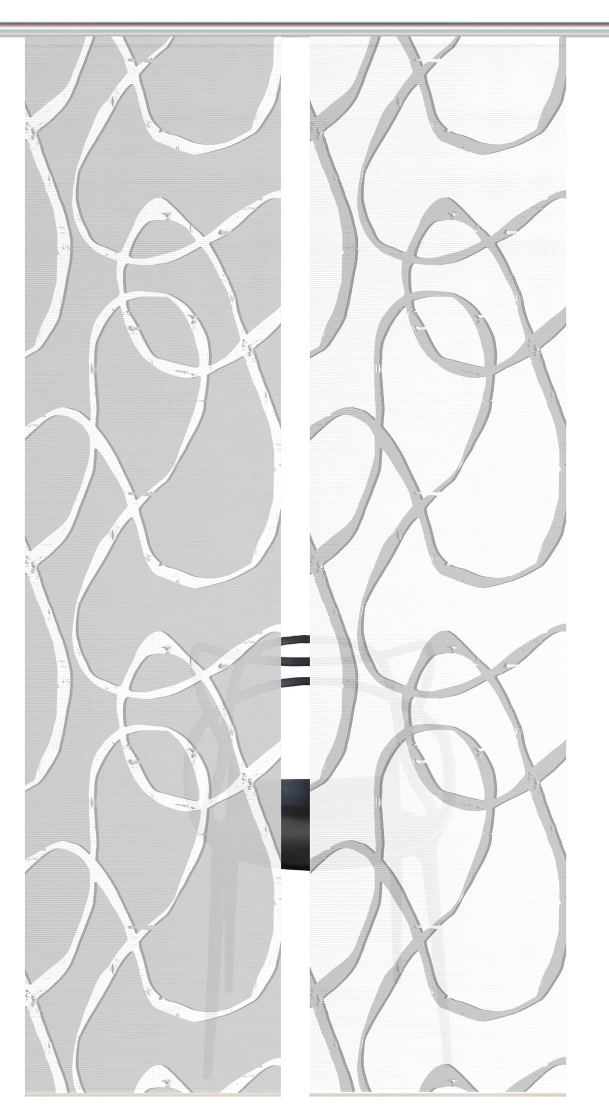 FLÄCHENVORHANG  2 Stück  blickdicht  60/260 cm   - Grau Hochglanz/Weiß, KONVENTIONELL, Textil (60/260cm)