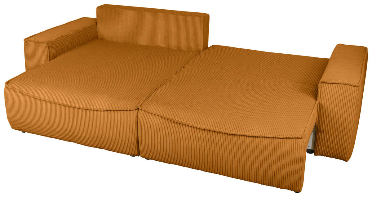 ECKSOFA Kupferfarben Cord  - Schwarz/Kupferfarben, KONVENTIONELL, Kunststoff/Textil (148/265cm) - Carryhome