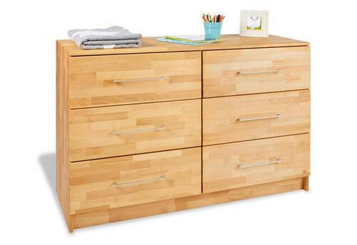 WICKELKOMMODE Pinolino Natura Buchefarben  - Buchefarben/Alufarben, Natur, Holz/Metall (140/101/54-78cm) - Pinolino