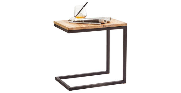 BEISTELLTISCH 30/45/45 cm Wildeiche massiv Schwarz, Eichefarben rechteckig - Eichefarben/Schwarz, Natur, Holz/Metall (30/45/45cm) - Xora