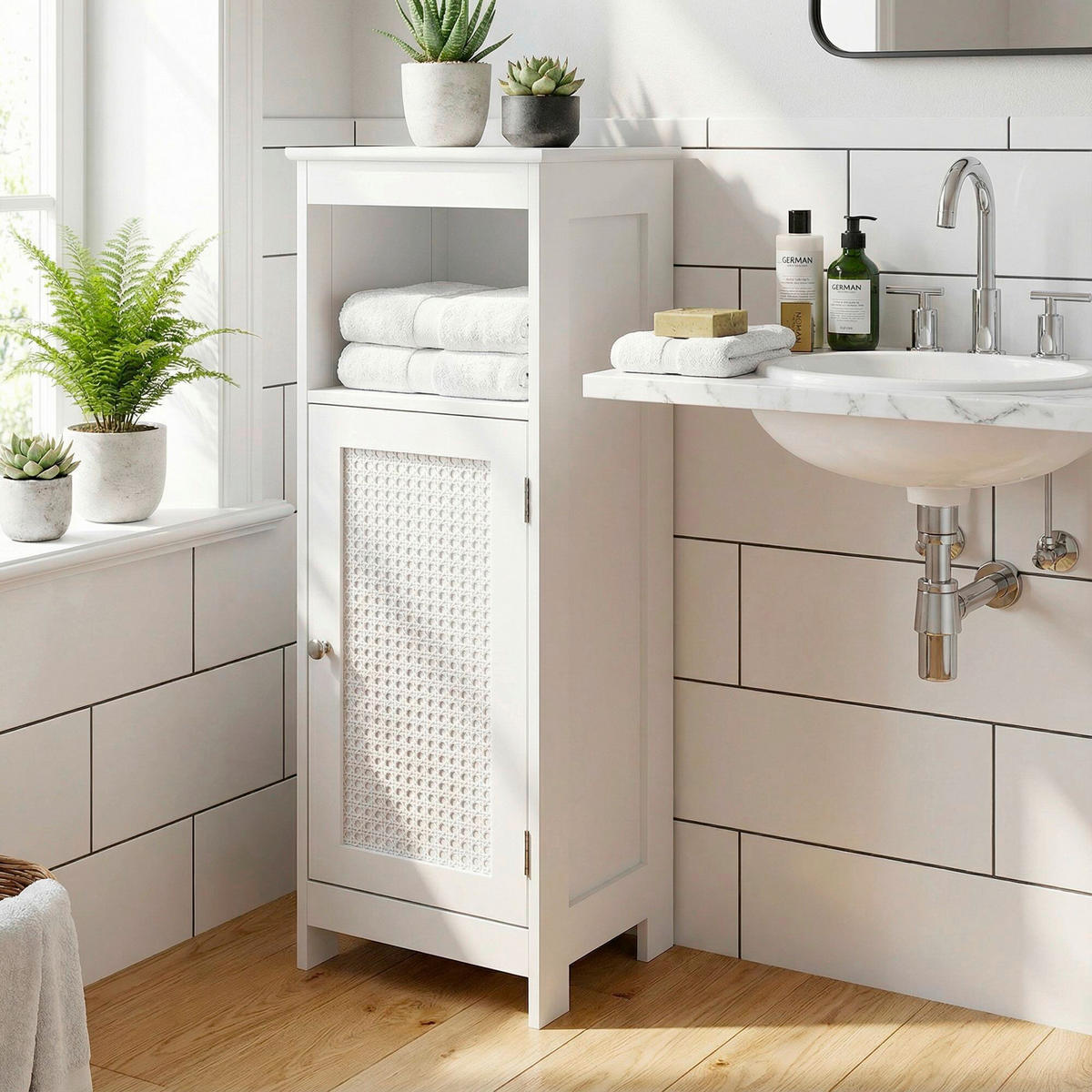 Dulap Mediu 30/80/28 cm  - argintiu/alb, Design, metal/material pe bază de lemn (30/80/28cm) - Livetastic