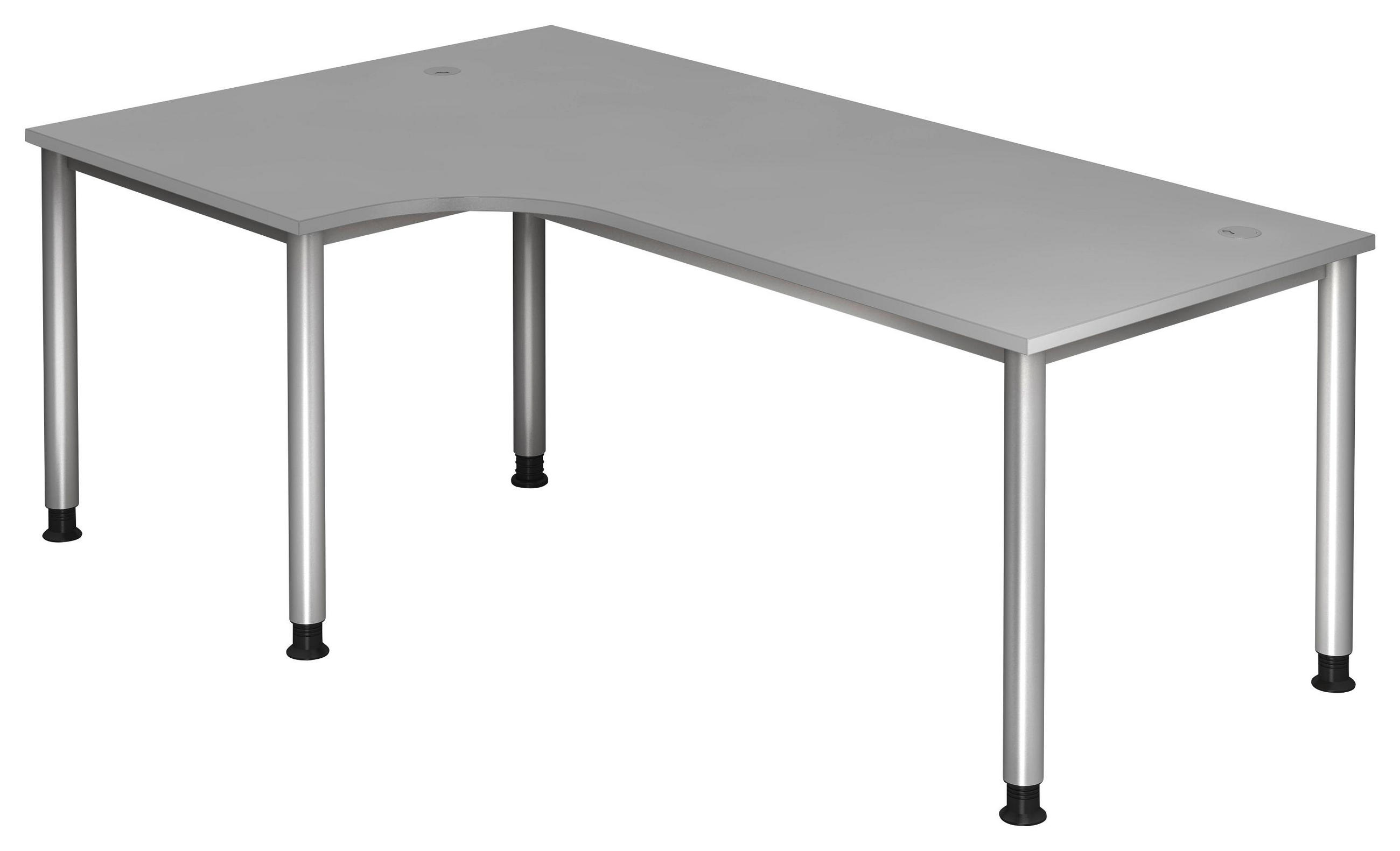 Eckschreibtisch in Grau, Silberfarben