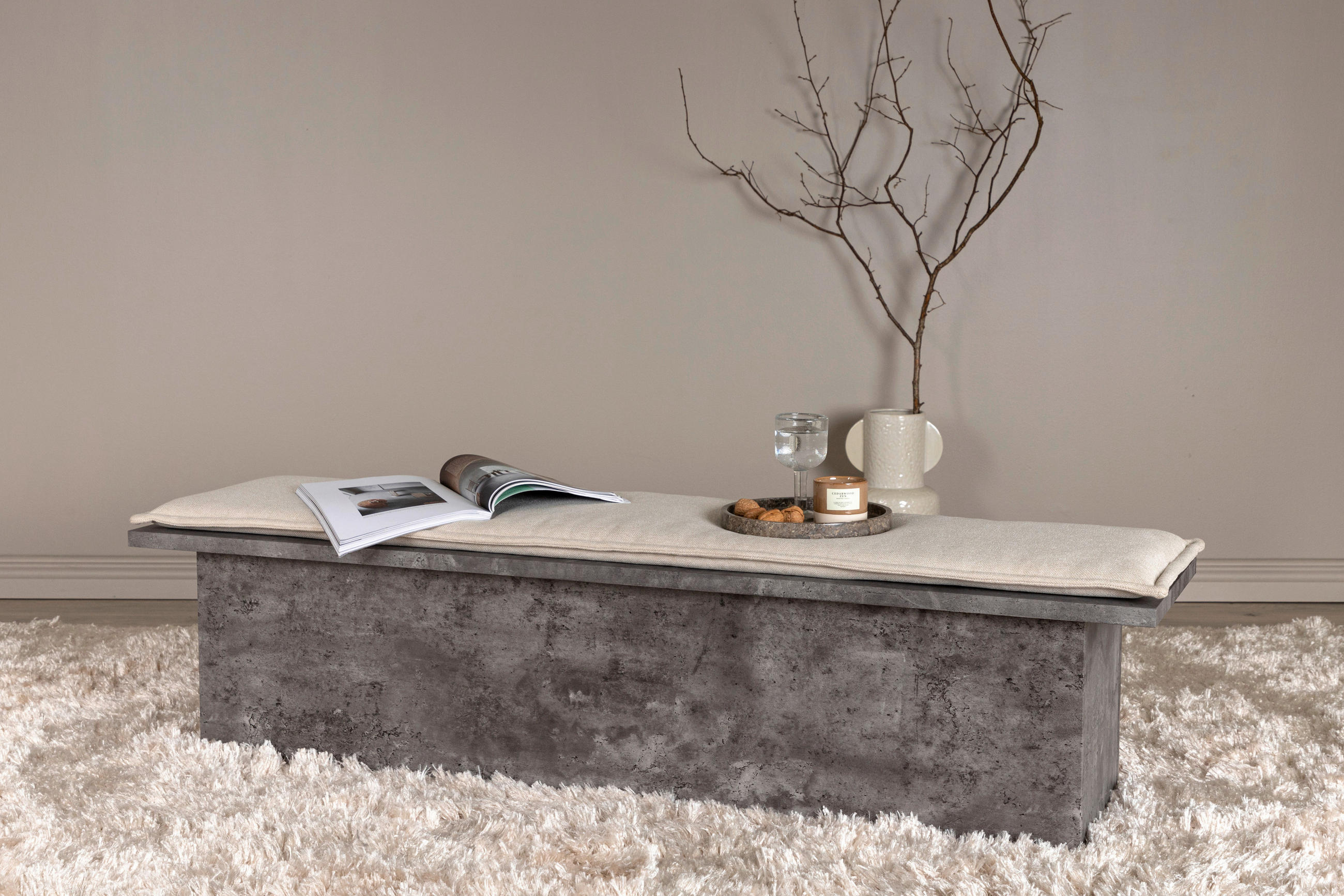 SITZBANK  in 160/45/40 cm  - Weiß/Grau, Design, Holzwerkstoff/Textil (160/45/40cm) - Livetastic