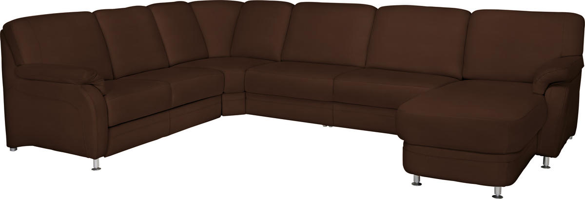 WOHNLANDSCHAFT in Echtleder Kastanienfarben  - Kastanienfarben/Alufarben, Konventionell, Leder/Metall (239/329/165cm) - Beldomo Premium