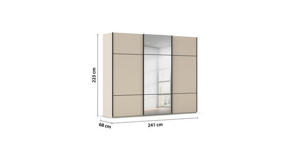 SCHWEBETÜRENSCHRANK in Champagner - Champagner/Schwarz, KONVENTIONELL, Glas/Holzwerkstoff (242/223/68cm) - Novel