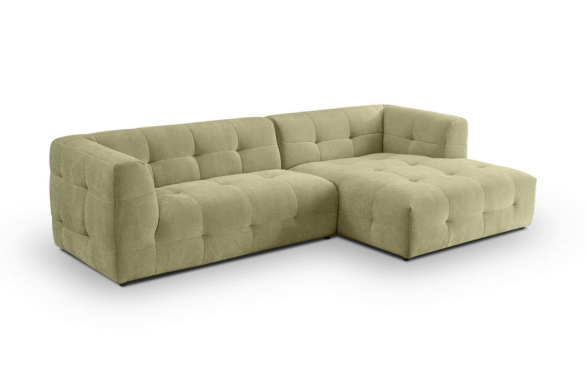 ECKSOFA TENSO Grün Flachgewebe  - Beige/Schwarz, Basics, Kunststoff/Textil (292/161cm) - MID.YOU