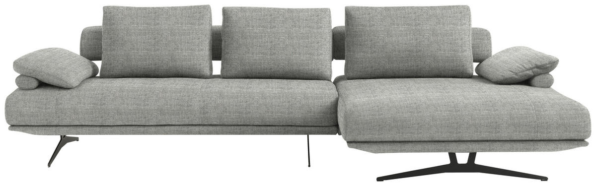 ECKSOFA in Chenille Hellgrau  334/168 cm  - Hellgrau/Schwarz, Design, Textil/Metall (334/168cm) - Dieter Knoll