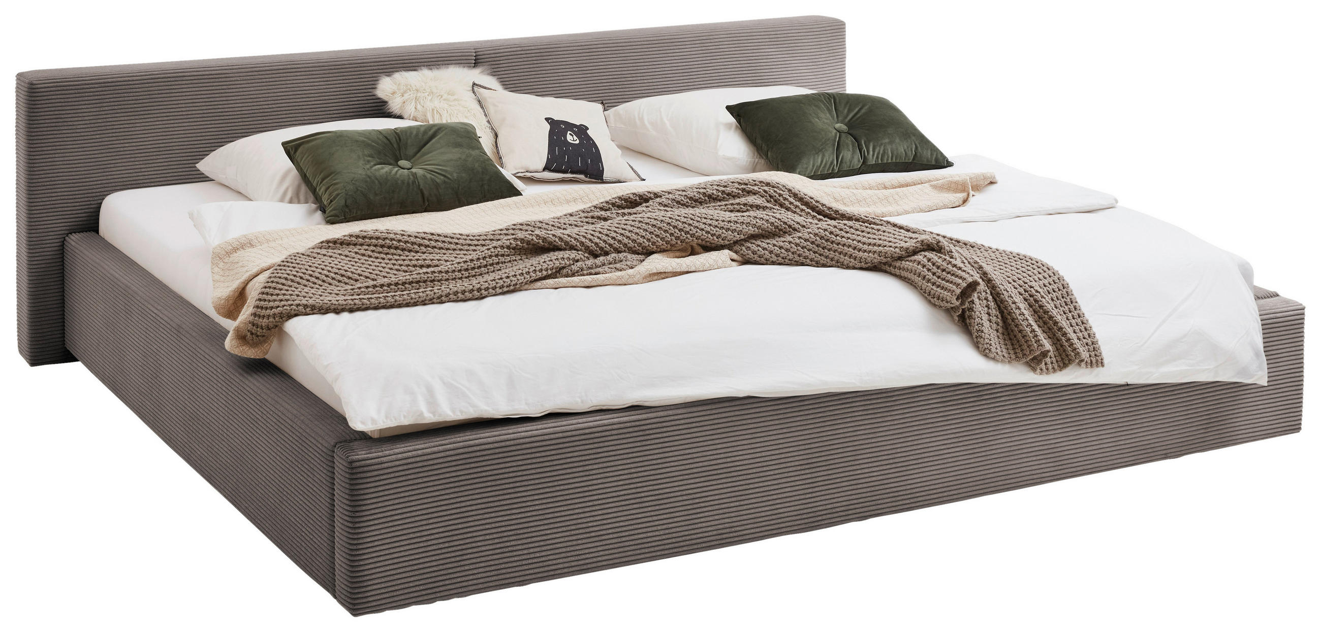 POLSTERBETT 240/200 cm,  in Taupe, Lattenrost, Bettkasten,  - Taupe, Basics, Holz/Textil (240/200cm) - Boxxx