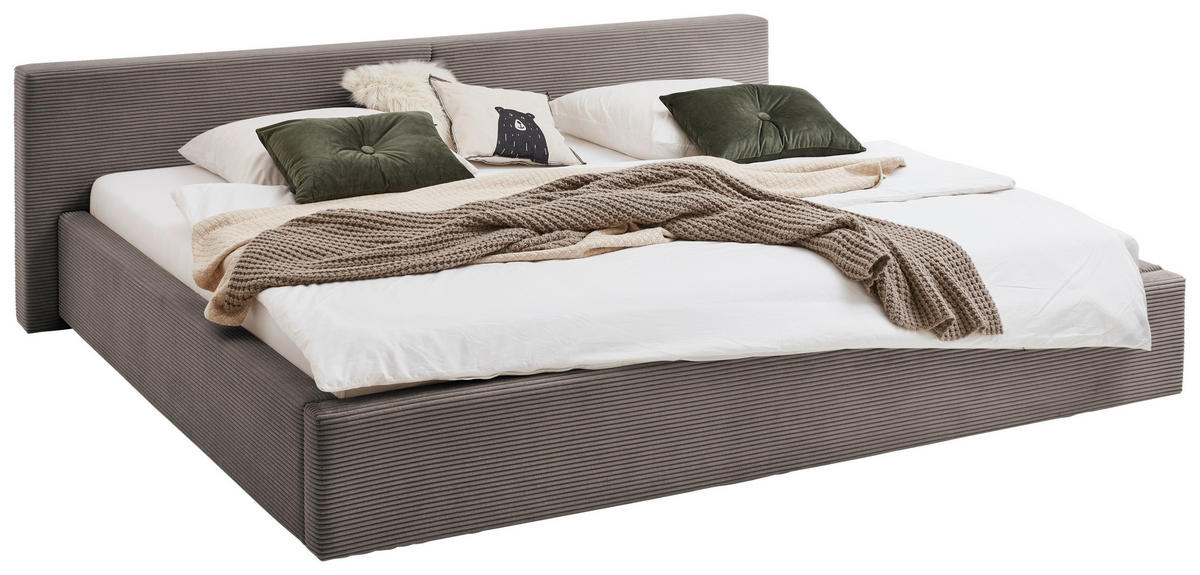 POLSTERBETT 240/200 cm,  in Taupe, Lattenrost, Bettkasten,  - Taupe, Basics, Holz/Textil (240/200cm) - Boxxx