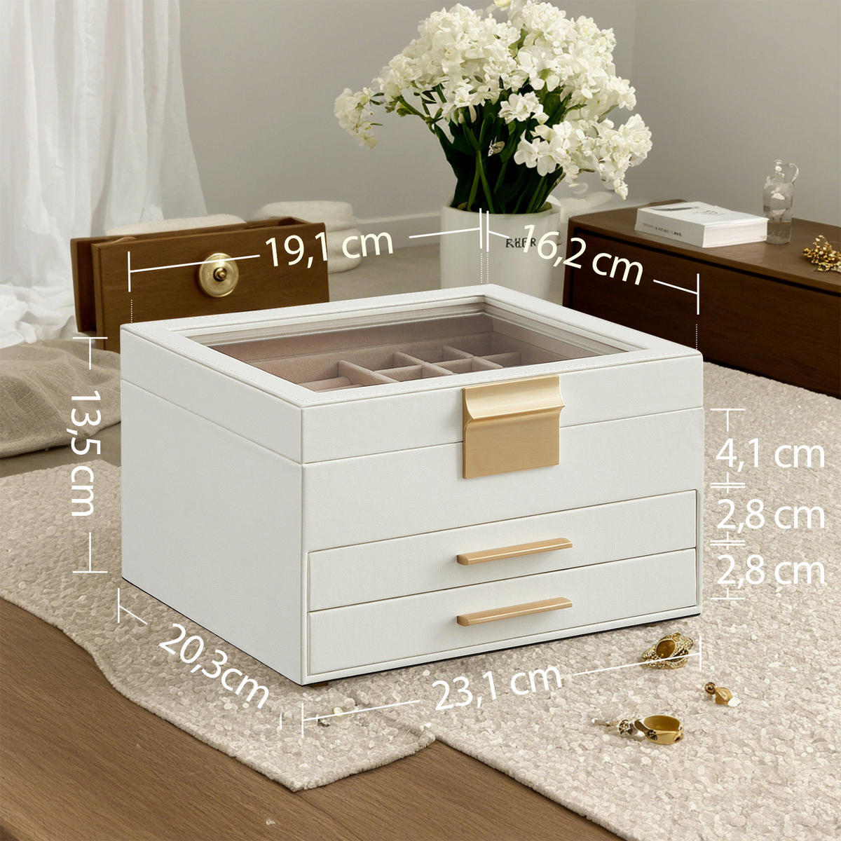 SCHMUCKKÄSTCHEN - Weiß, LIFESTYLE, Holzwerkstoff (23,1/13,5/20,3cm)