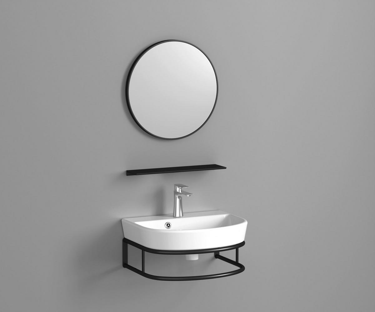 WASCHBECKEN 45/12/36 cm  - Schwarz/Weiß, KONVENTIONELL, Keramik/Metall (45/12/36cm) - Sanotechnik