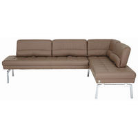 ECKBANK 256/186 cm  in Schlammfarben  - Schlammfarben/Alufarben, Design, Leder/Metall (256/186cm) - Joop!