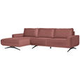 ECKSOFA in Webstoff Rosa  - Schwarz/Rosa, Design, Textil/Metall (172/320cm) - Valnatura