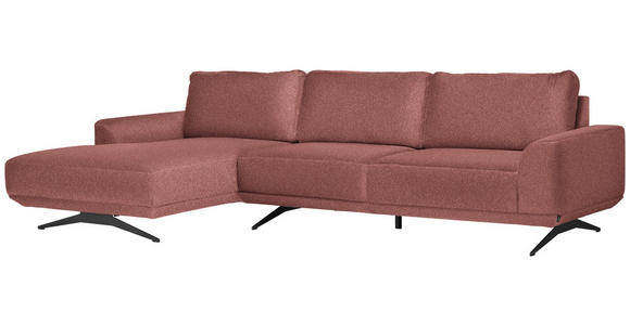 ECKSOFA in Webstoff Rosa  - Schwarz/Rosa, Design, Textil/Metall (172/320cm) - Valnatura