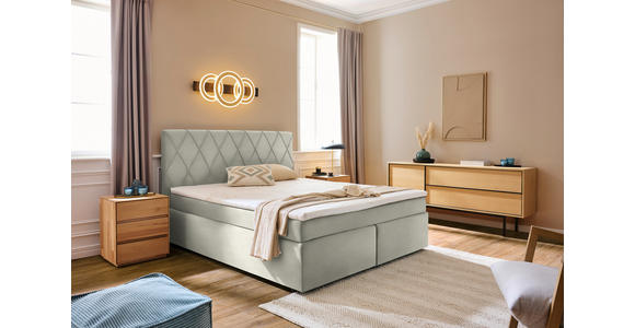BOXSPRINGBETT 160/200 cm in Ecru - Ecru/Schwarz, Design, Holzwerkstoff/Kunststoff (160/200cm) - Xora