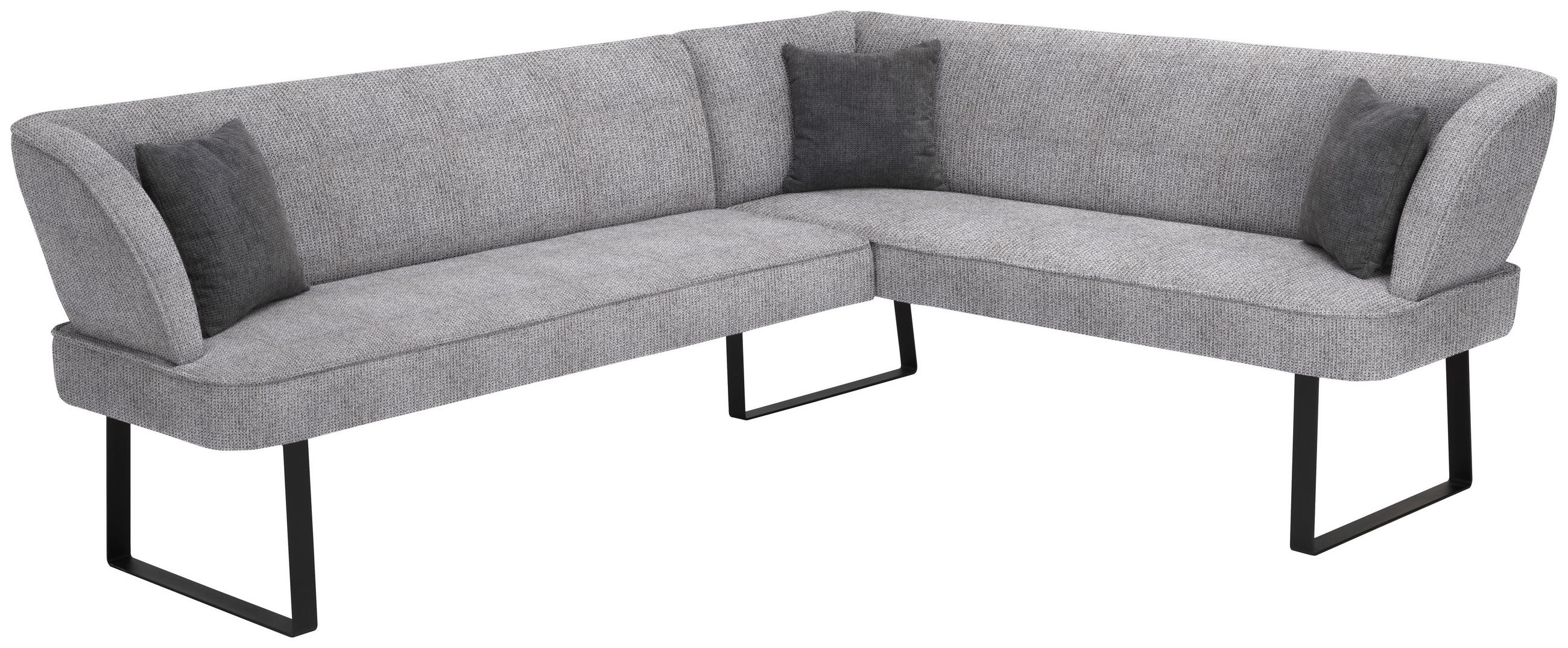 Thumbnail - Novel Eckbank, Schwarz, Dunkelgrau, Metall, Textil, Eckteil, 243x189 cm, Stoffauswahl, seitenverkehrt erhältlich, mit Rü...