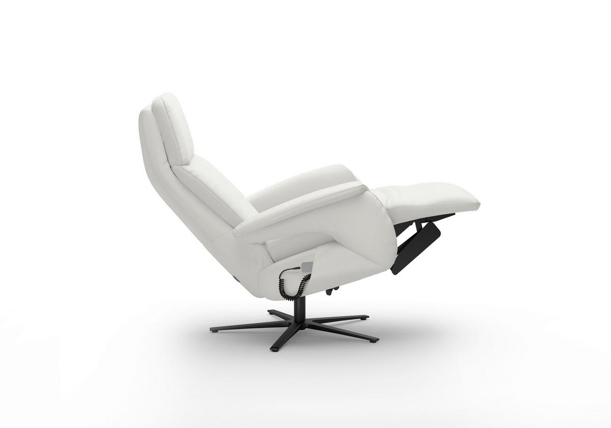 RELAXSESSEL in Leder Weiß  - Schwarz/Weiß, Basics, Leder/Metall (86/115/86cm) - Sit & More