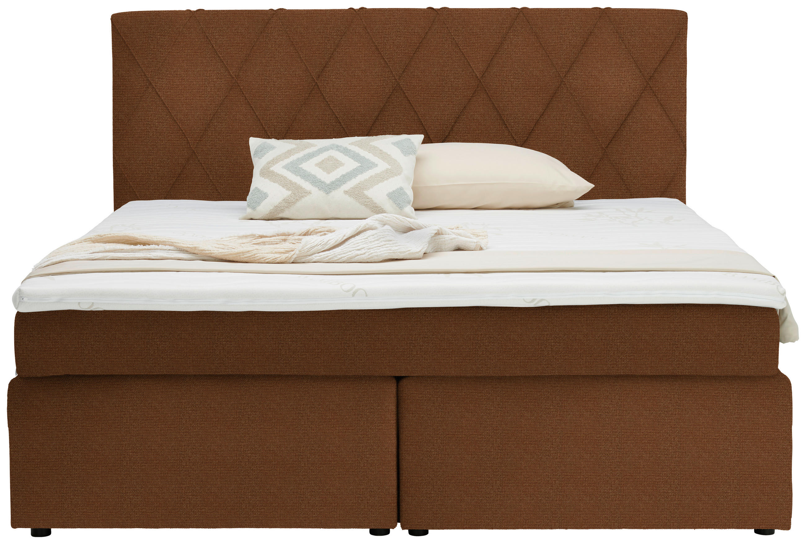 BOXSPRINGBETT 180/200 cm  in Rostfarben  - Rostfarben/Schwarz, Design, Kunststoff/Textil (180/200cm) - Xora