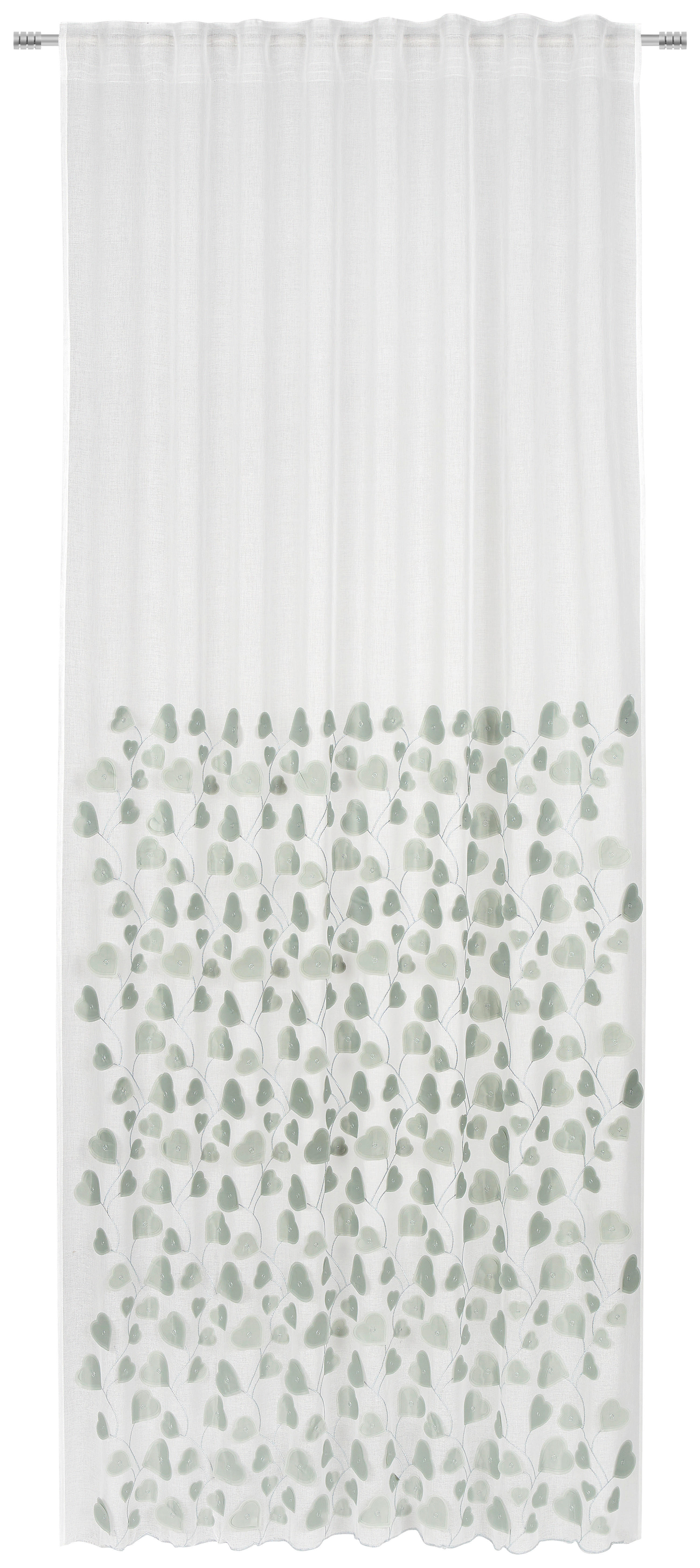HOTOVÝ ZÁVES, priehľadné, 135/245 cm - jadeitovozelená/biela, Design, textil (135/245cm) - Esposa