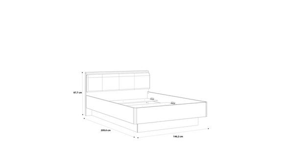 BETT 140/200 cm  in Eichefarben, Weiß Hochglanz  - Eichefarben/Weiß Hochglanz, Design, Holzwerkstoff/Kunststoff (140/200cm) - Carryhome