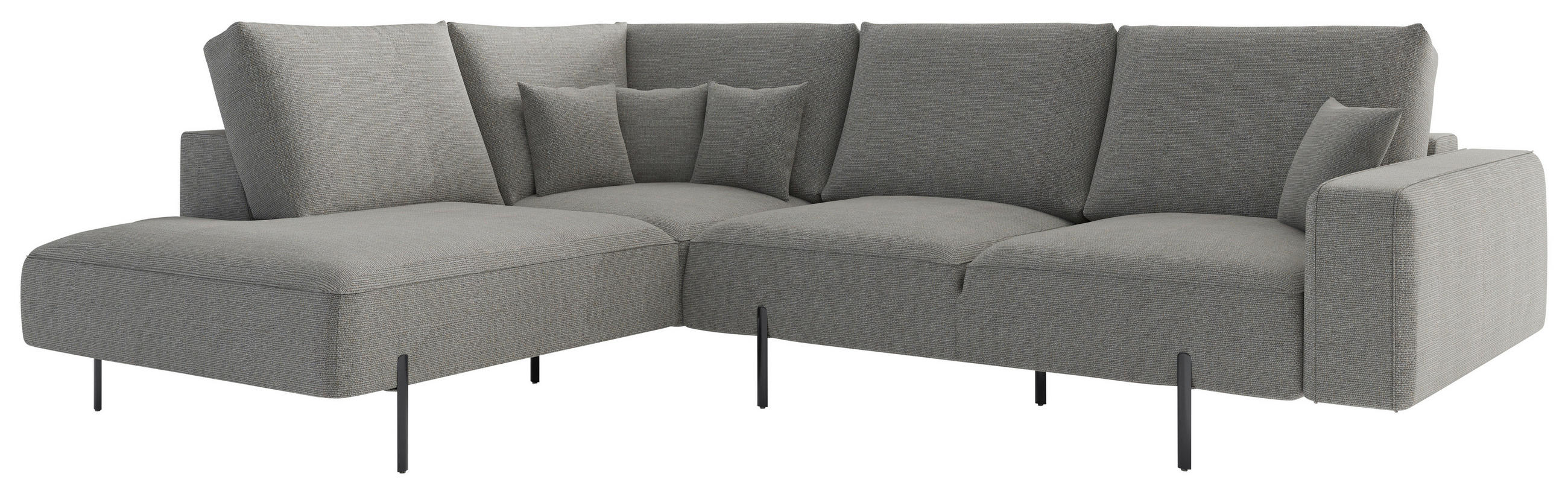 ECKSOFA Hellbraun Flachgewebe  - Hellbraun/Schwarz, Design, Textil/Metall (223/280/223cm) - Novel